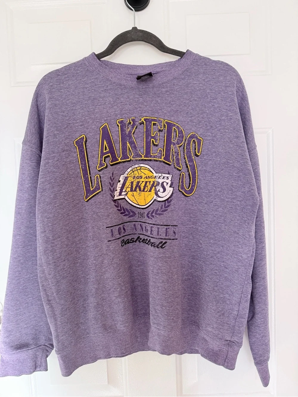 NBA Los Angeles Lakers Heather Purple Crewneck with Yellow Trim